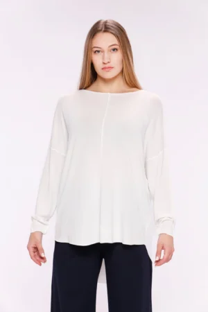 ABITO MAGLIA lunga con fondo arrotondato e riga sul davanti