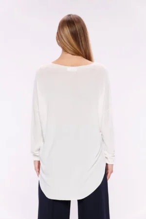 ABITO MAGLIA lunga con fondo arrotondato e riga sul davanti