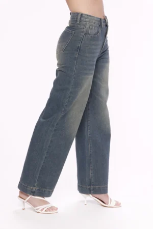 PANTALONI a palazzo con bordi alti e tasche laterali