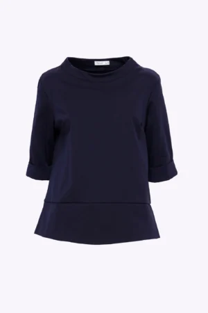 BLUSA Girocollo con manica a tre quarti e spacchetti laterali sul bordo