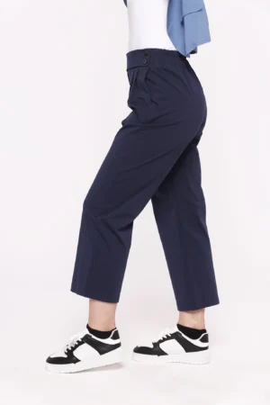 PANTALONI a palazzo con elastico in vita e bottoncini laterali