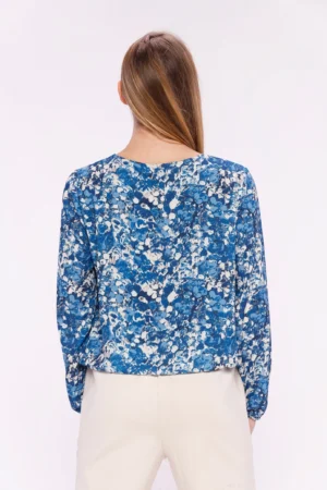 BLUSA Girocollo con risvolto e maniche a tre quarti
