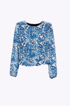 BLUSA Girocollo con risvolto e maniche a tre quarti