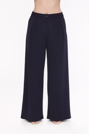PANTALONE A palazzo con chiusura a un bottone e taschini