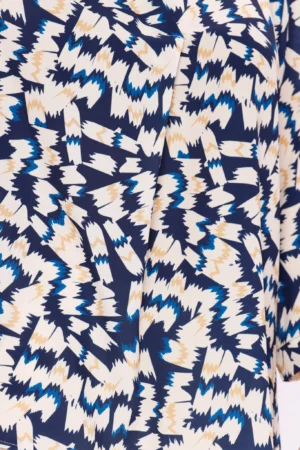BLUSA Stampa fantasia con colletto alla coreana aperto a V e manica a tre quarti