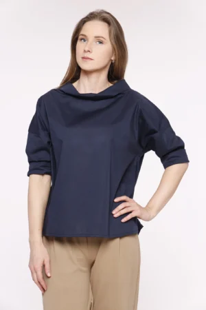 BLUSA Comfort con scollo a barca risvoltato e manica a tre quarti