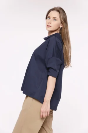 BLUSA Comfort con scollo a barca risvoltato e manica a tre quarti