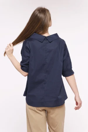 BLUSA Comfort con scollo a barca risvoltato e manica a tre quarti