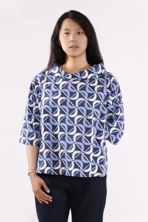 BLUSA Elegante fantasia catene con scollo a barchetta e manica a tre quarti