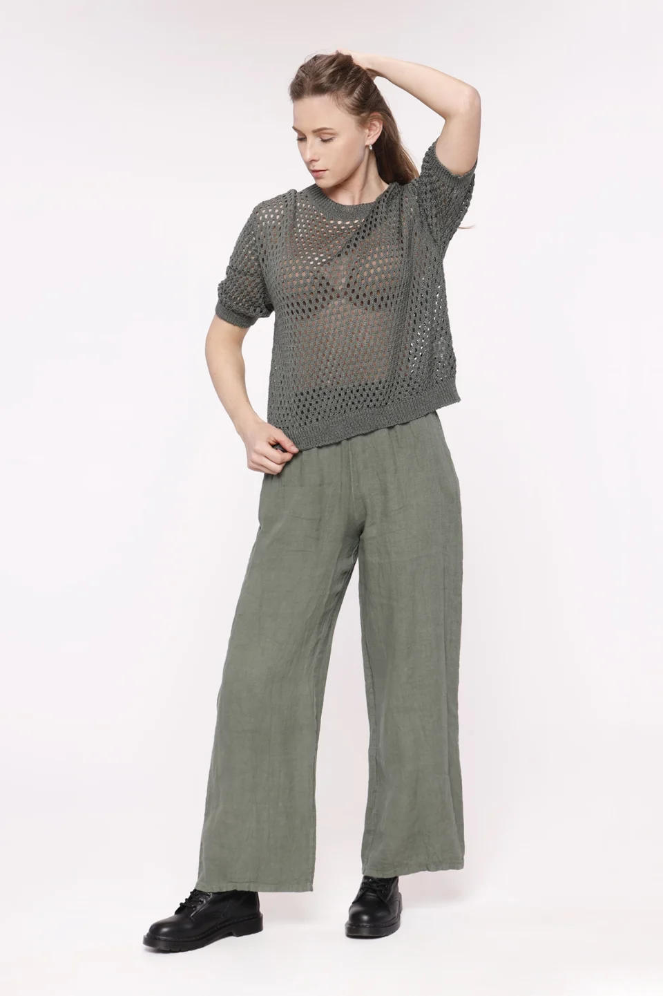 MAGLIA Traforata con scollo a giro e manica a kimono ONEWORLD HYBRID