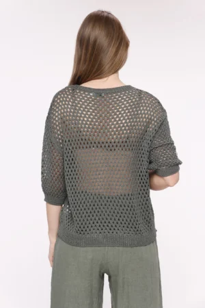 MAGLIA Traforata con scollo a giro e manica a kimono
