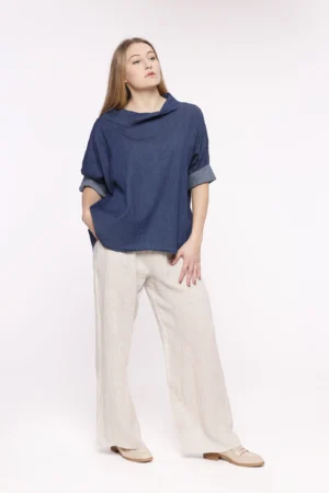 BLUSA Con scollo a barca risvoltato e manica corta a kimono ONEWORLD HYBRID