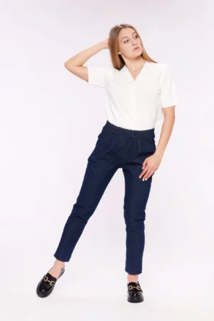 PANTALONE Denim con risvolto alle caviglie e elastco arricciato in vita ONEWORLD HYBRID