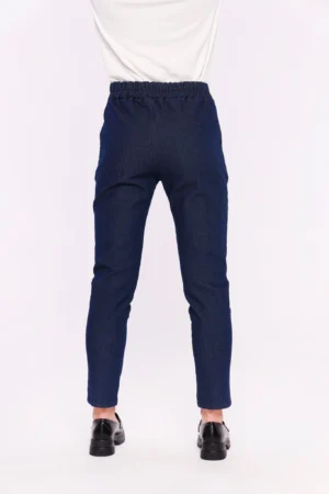 PANTALONE Denim con risvolto alle caviglie e elastco arricciato in vita