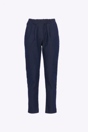 PANTALONE Denim con risvolto alle caviglie e elastco arricciato in vita
