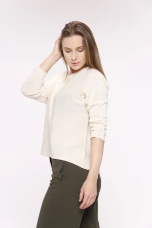 MAGLIA a manica lunga con cuciture esterne e scollo a barchetta
