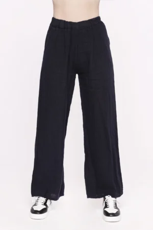 PANTALONE a palazzo in fresco lino con chiusura a elastico