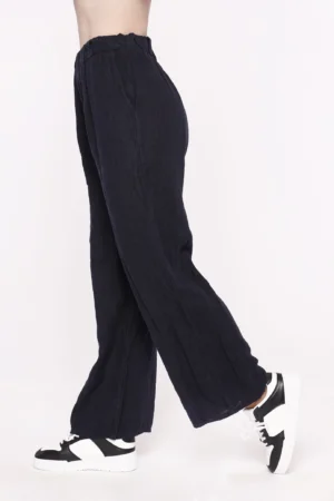 PANTALONE a palazzo in fresco lino con chiusura a elastico