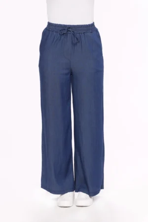 PANTALONE a gamba larga con elastco di chiusura e taschini laterali