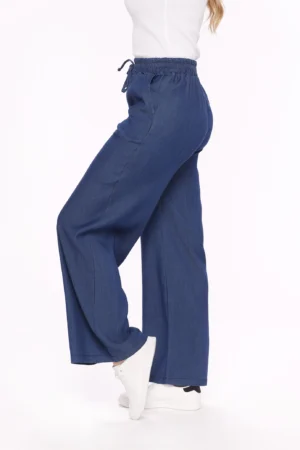 PANTALONE a gamba larga con elastco di chiusura e taschini laterali
