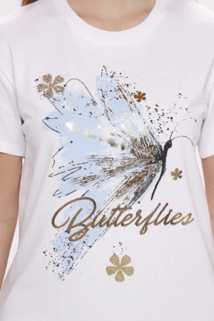 T-SHIRT casual con stampa fantasia a maniche corte