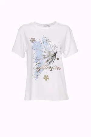 T-SHIRT casual con stampa fantasia a maniche corte