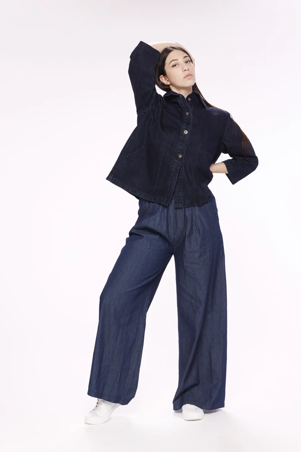 PANTALONE denim in fresco cotone a palazzo ONEWORLD HYBRID