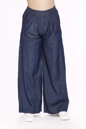 PANTALONE denim in fresco cotone a palazzo