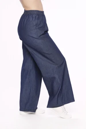 PANTALONE denim in fresco cotone a palazzo