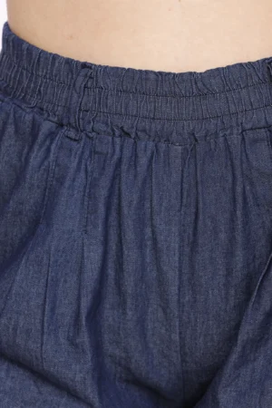 PANTALONE denim in fresco cotone a palazzo