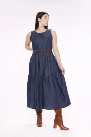 ABITO denim lungo con manica a tre quarti ONEWORLD HYBRID