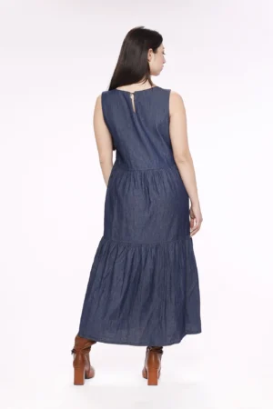 ABITO denim lungo con manica a tre quarti