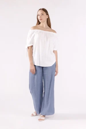 BLUSA a manica corta con scollo arricciato e laccetti ai bordi delle maniche ONEWORLD HYBRID
