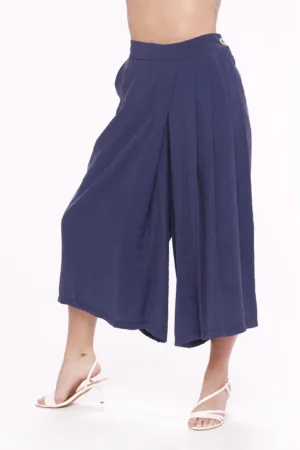 PANTALONE leggero a palazzo con pieghe asimmetriche