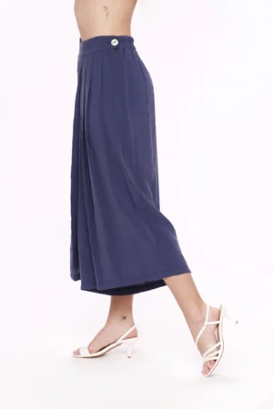 PANTALONE leggero a palazzo con pieghe asimmetriche