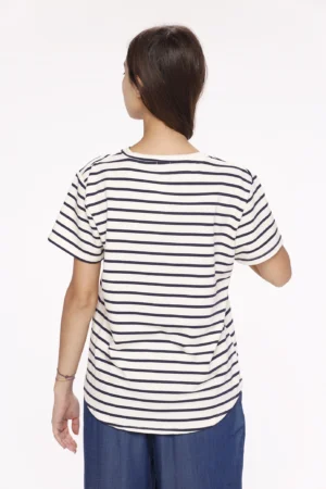 MAGLIA a girocollo con fantasia a righe e manica corta