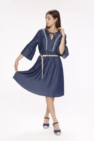 ABITO lungo con scollo a V e legaccio al girocollo ONEWORLD HYBRID