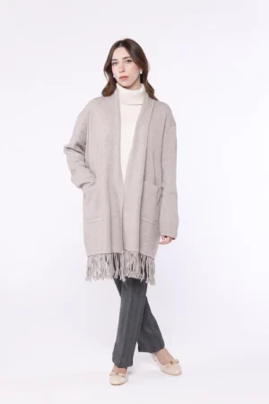 CARDIGAN lungo aperto sul davanti con frange ONEWORLD HYBRID