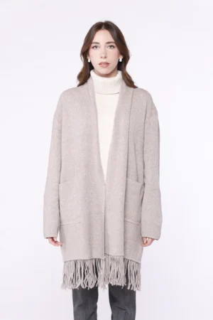 CARDIGAN lungo aperto sul davanti con frange