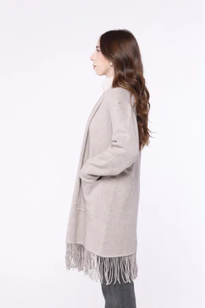 CARDIGAN lungo aperto sul davanti con frange