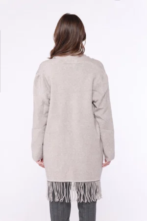 CARDIGAN lungo aperto sul davanti con frange