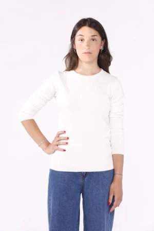 MAGLIA casual con doppia cucitura al girocollo e orli a costine