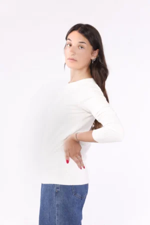 MAGLIA casual con doppia cucitura al girocollo e orli a costine