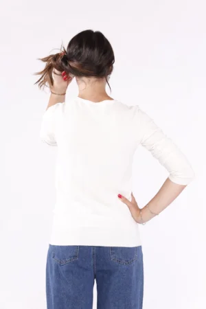 MAGLIA casual con doppia cucitura al girocollo e orli a costine