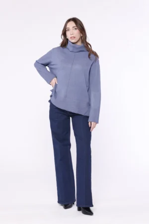 MAGLIA dolcevita con riga veritcale centrale e cuciture ONEWORLD HYBRID