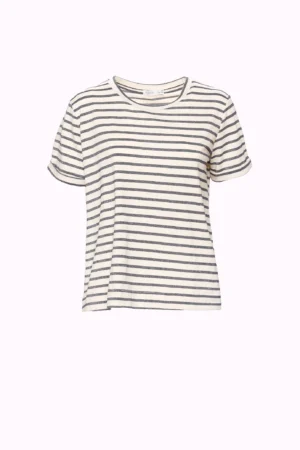 MAGLIA a manica corta con righe di tendenza e scollo a giro