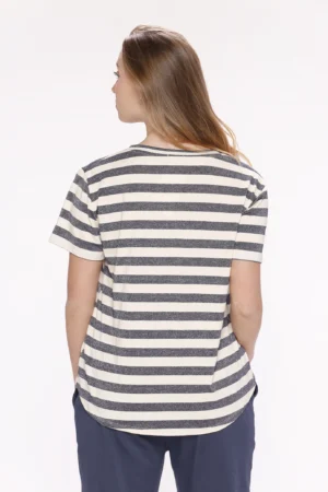 MAGLIA girocollo a  manica corta e righe dii tendenza