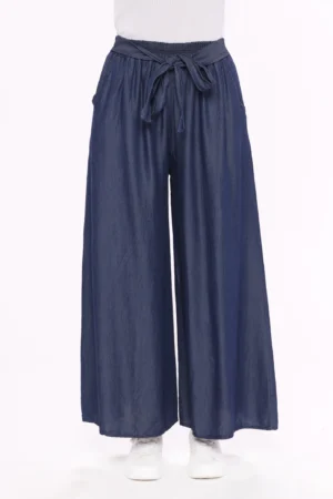PANTALONE comodo a palazzo con elastico e nastro in vita