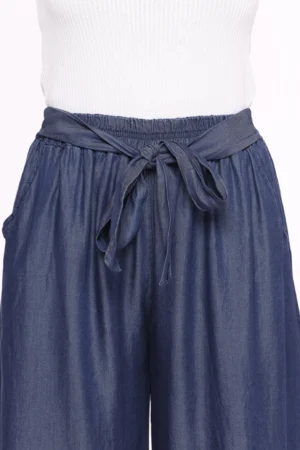 PANTALONE comodo a palazzo con elastico e nastro in vita