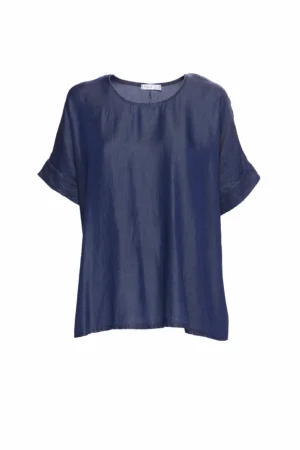 MAGLIA lunga con scollo a giro e manica corta a pipistrello